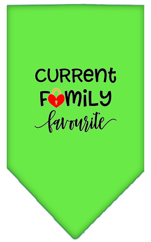 Family Favorite Screen Print Bandana Lime Green Large
